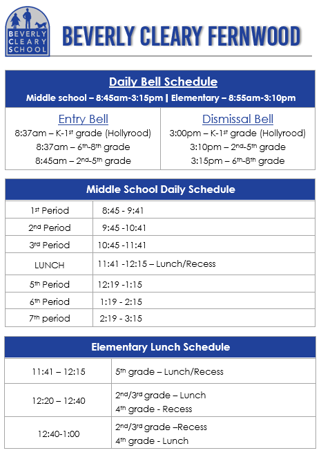 Daily schedule